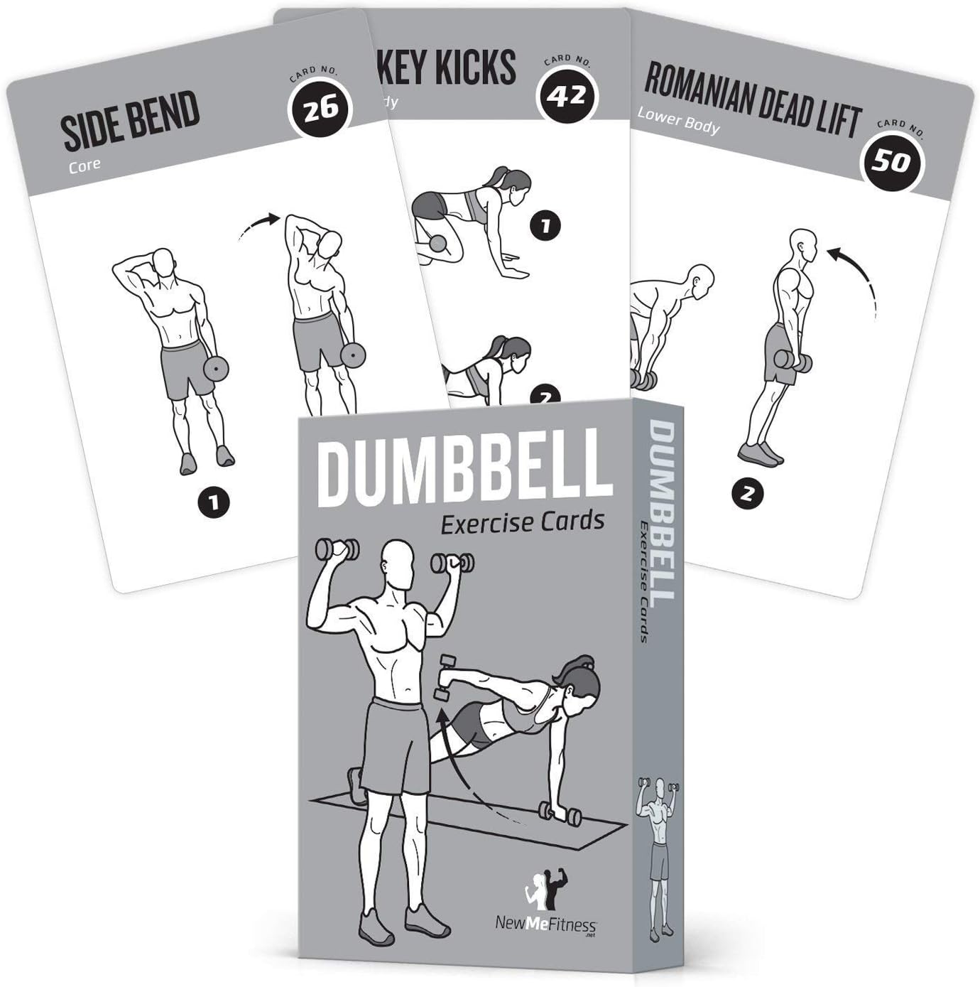 NewMe Fitness Dumbbell Workout Cards - 50 Card Exercise Deck