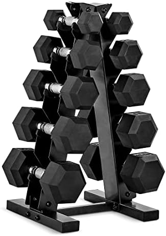 CAP Rubber Coated Dumbbell Weight Set with Vertical Rack | 100 lb, 150 lb, and 210 lb Options