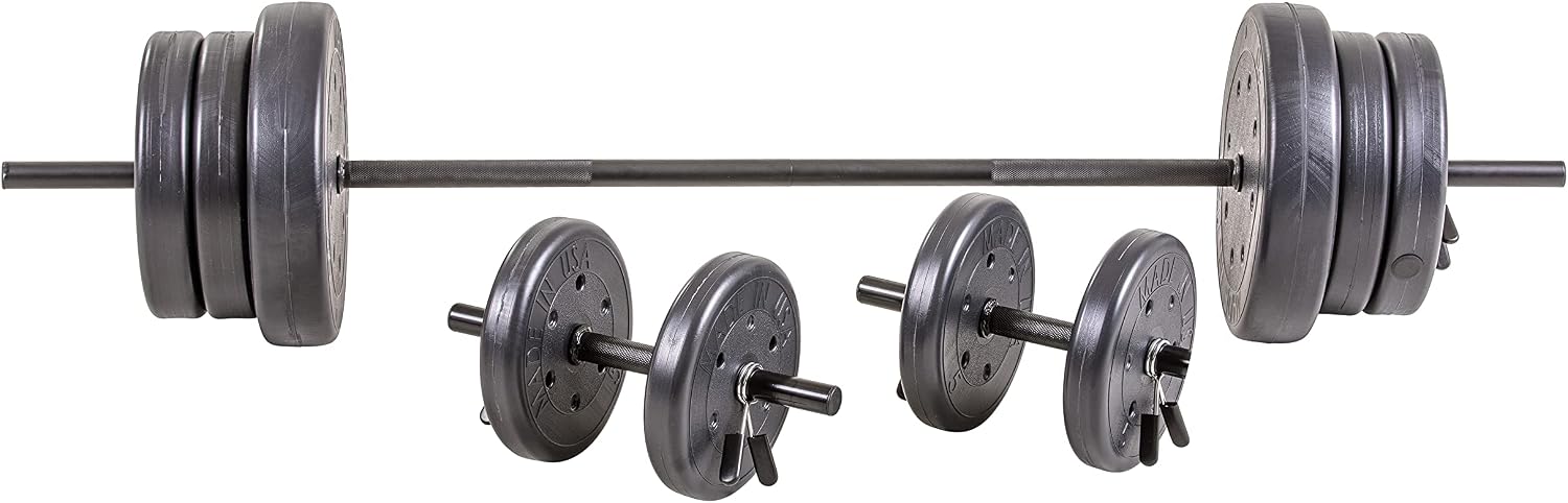 US Weight 105 Pound Weight Set with Barbell - Home Gym Workout Equipment