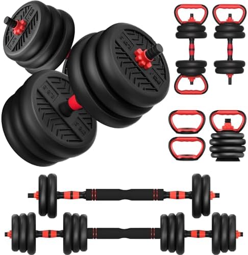 Adjustable Dumbbell, 20/30/45/70/90lbs Dumbbells Set, 4-in-1 Free Weights for Women/Men Workout Equipment Used as Barbell/Kettlebells/Push up Stand for Home Gym