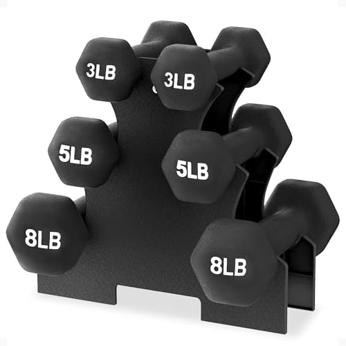 BalanceFrom Neoprene Dumbbell Set with Rack - Non-Slip Strength Training Weights for Home Gym & Fitness Equipment, Multiple Sizes