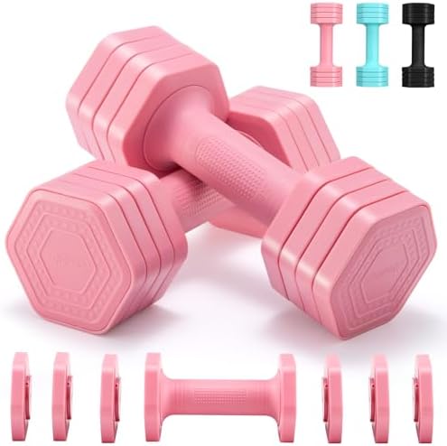 EQUIPRO Adjustable Dumbbell Set, 4 in 1 Free Weights Dumbbells Set for Women, Weights for Women at Home, 2lb 3lb 4lb 5lb with TPU Soft Rubber Handle for Home Gym Exercise Training