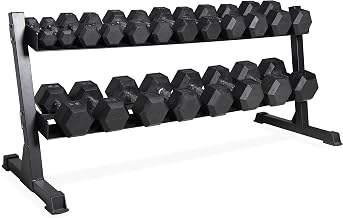 CAP 550lb Hex Dumbbell Set with 2-Tier Storage Rack, Chrome Grip