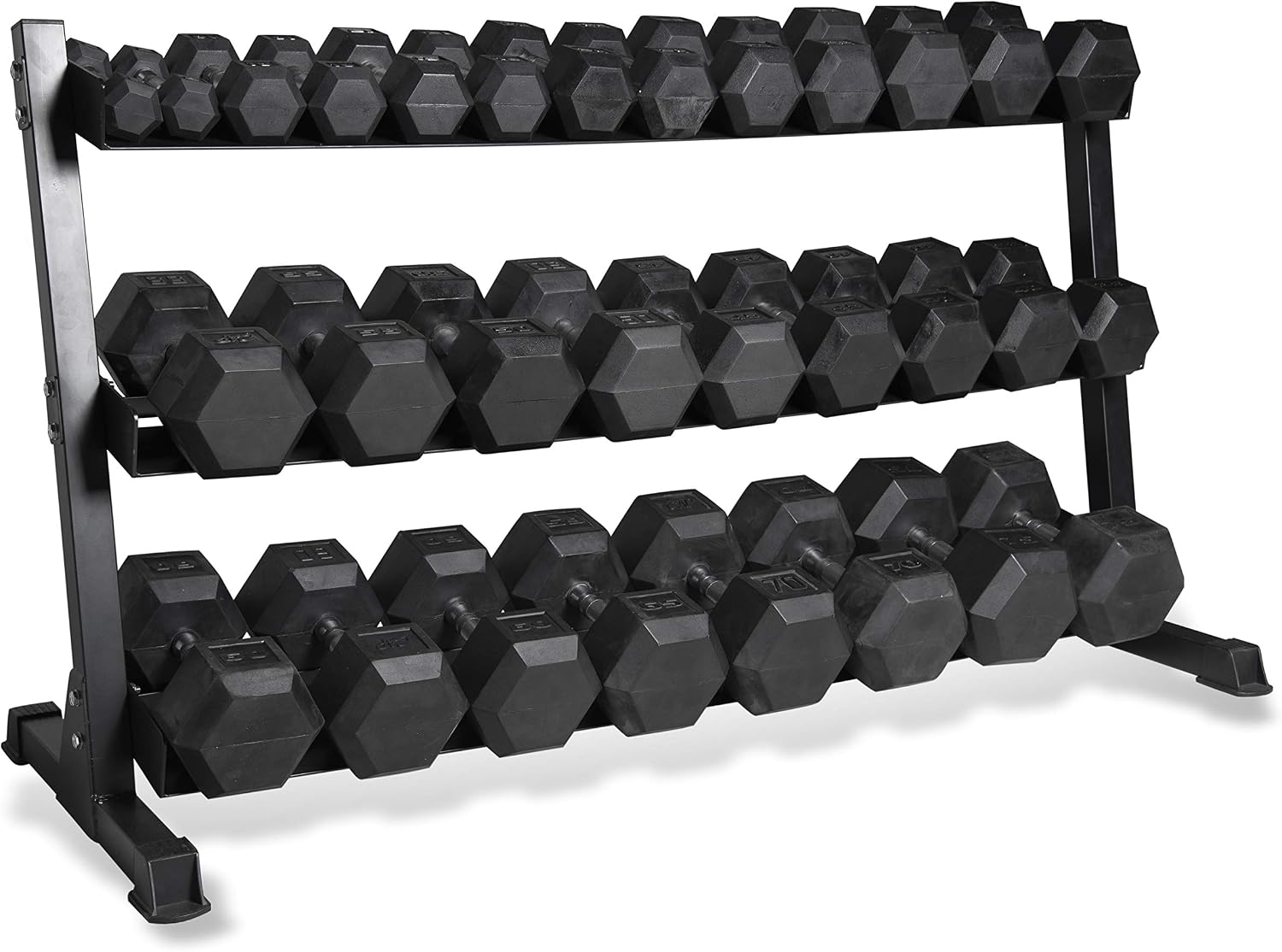 CAP 280 LB, 550 LB, 1200 LB Dumbbell Set with Horizontal 2-3 Tier Rack