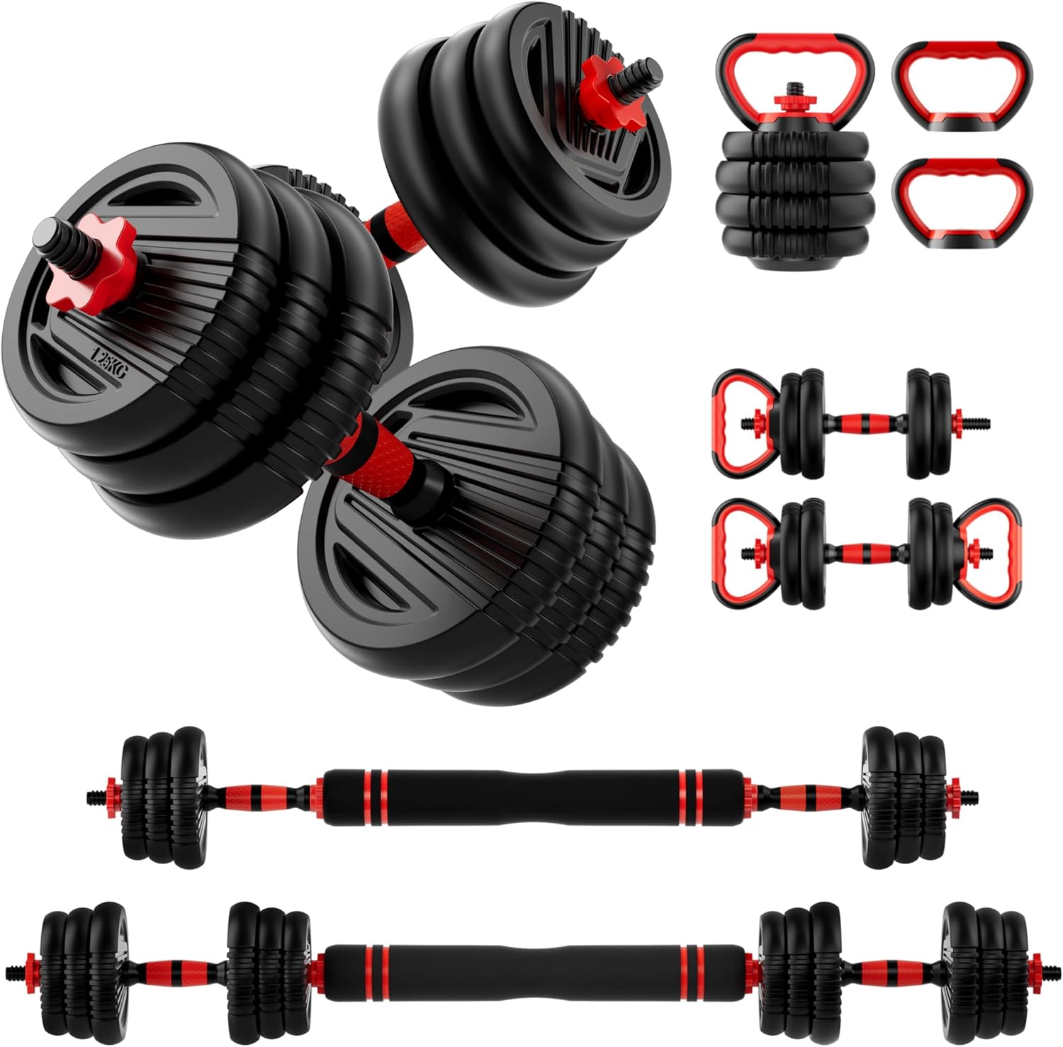 Adjustable Dumbbell Set,20/30/45/70/90lbs Free Weight with Connector