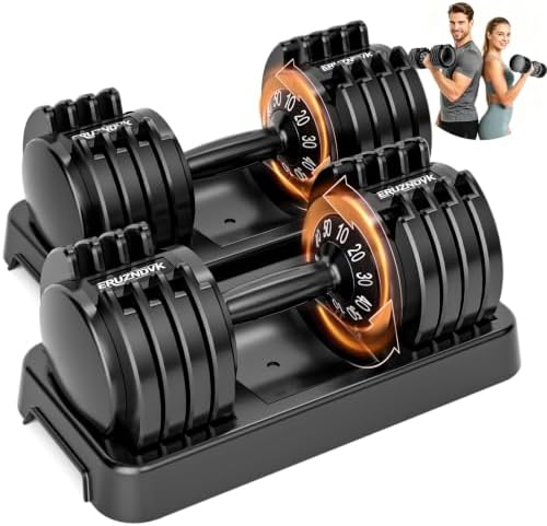 25/50lbs Adjustable Dumbbell Set of 2, 5-in-1 Free Weights Set