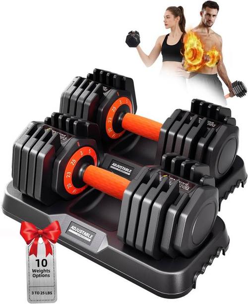 Adjustable Dumbbell Set 25lb/50lb, 10 in1 Adjustable Dumbbells for Home Gym