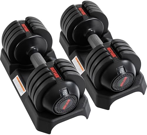 ALTLER Adjustable Dumbbell Set, 25/52LB Pair with Tray for Workout Strength Training Fitness, Adjustable Weight Dial Dumbbell with Anti-Slip Handle and Weight Plate for Home Exercise